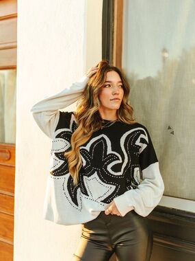 Black and White Reversible Knit Sweater